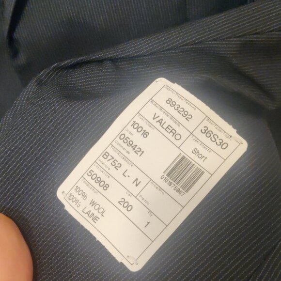 Simon Spurr 36S/30 modern slim skinny fit navy stripe 100% virgin wool bemberg - Picture 4 of 12